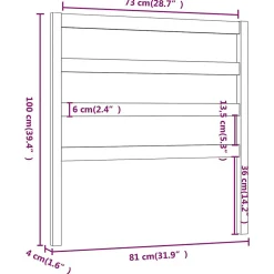 Tête de lit Marron miel 81x4x100 cm Bois massif de pin 817618><noscript><img width=