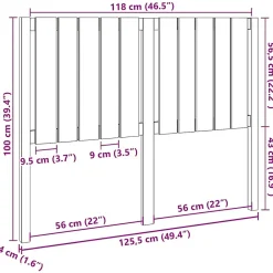 Vidaxl Tête de lit Marron miel 125,5x4x100 cm Bois massif de pin 818863* Tête De Lit