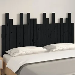 Tête de lit murale Noir 146,5x3x80 cm Bois massif de pin 824797><noscript><img width=