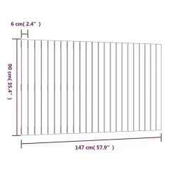 Tête de lit murale Blanc 147x3x90 cm Bois massif de pin 824894><noscript><img width=