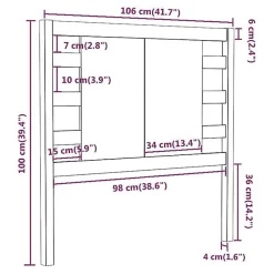 Tête de lit Noir 106x4x100 cm Bois massif de pin 818759><noscript><img width=
