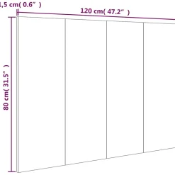 Vidaxl Tête de lit Sonoma gris 120x1,5x80 cm Bois d'ingénierie 816971* Tête De Lit