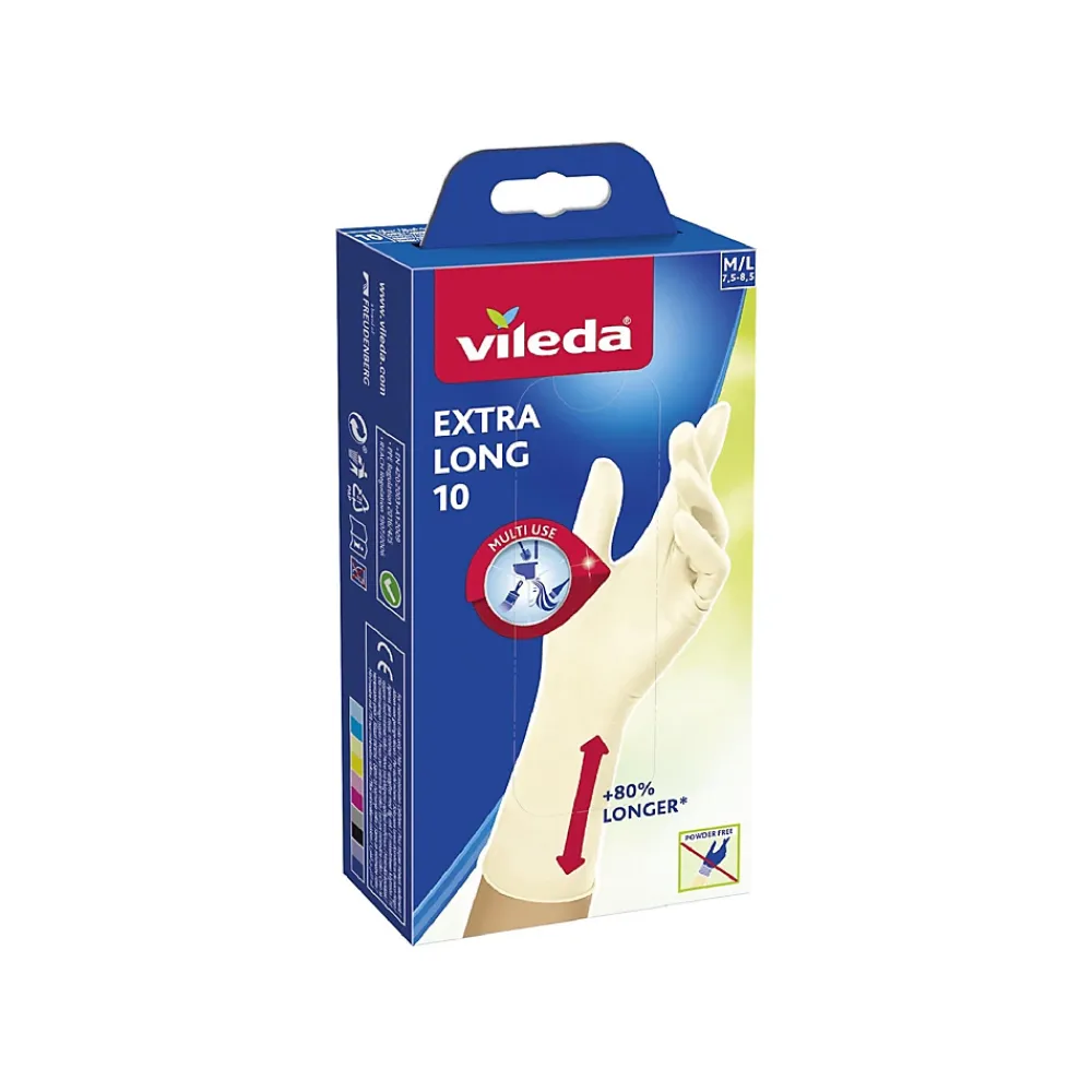 Vileda - Pack de 3 - Gants jetables - Extra Long - Manchette plus longue* Gants De Ménage