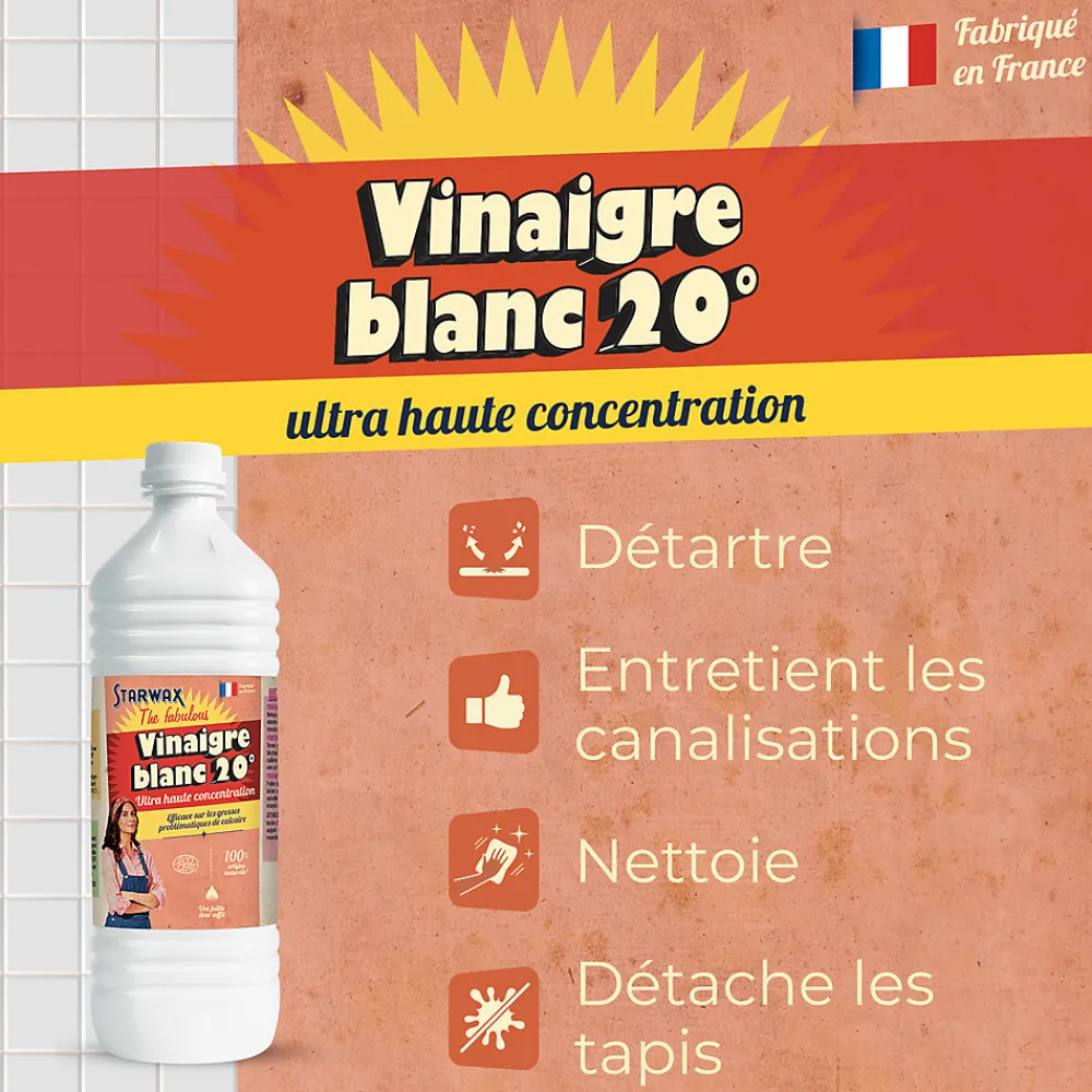 Vinaigre blanc 20° ultra haute concentration Starwax The fabulous 1L>Starwax Fabulous Discount