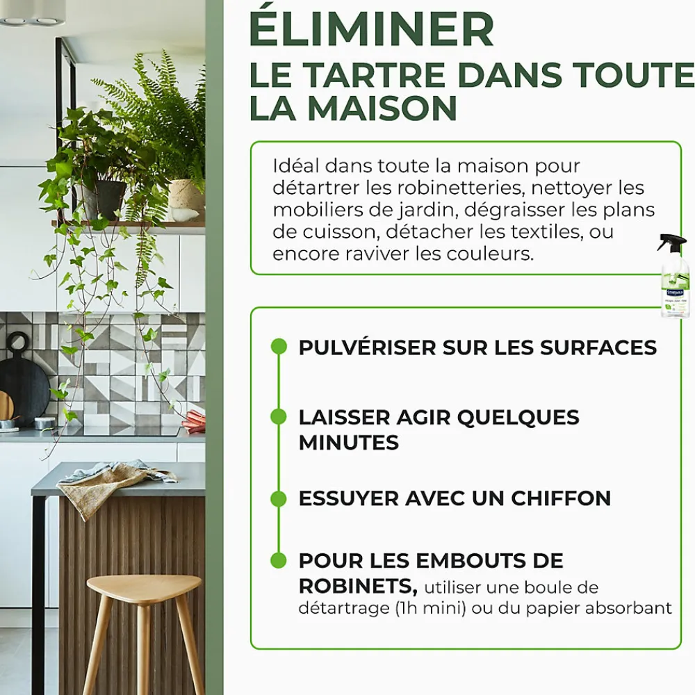 Vinaigre blanc détartrant pulvérisateur 14° 1L>Starwax