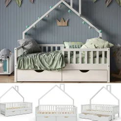Vitalispa Lit cabane Blanc 80x160 cm avec 2 tiroirs>Vitalispa® Sale