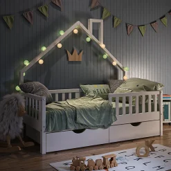 Vitalispa Lit cabane Blanc 80x160 cm avec 2 tiroirs><noscript><img width=