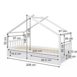 Vitalispa Lit cabane Blanc 90x200 cm avec 2 tiroirs><noscript><img width=