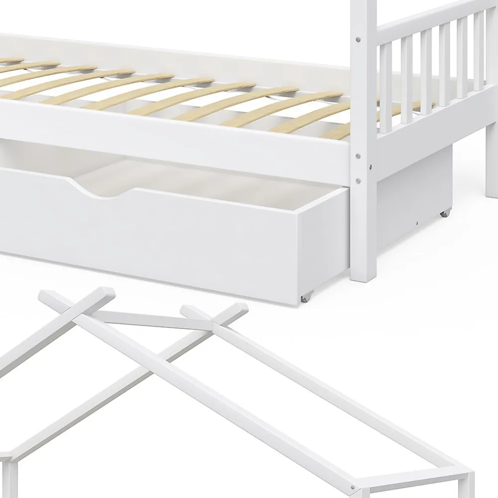 Vitalispa Lit cabane Blanc 90x200 cm avec 2 tiroirs>Vitalispa® Outlet