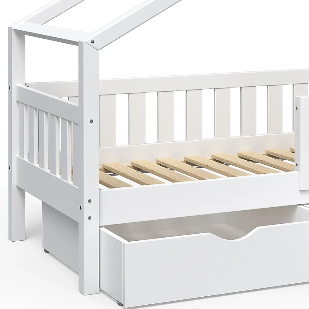 Vitalispa® Vitalispa Lit cabane Blanc 80x160 cm avec 2 tiroirs*Enfant Lit Enfant