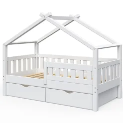 Vitalispa® Vitalispa Lit cabane Blanc 80x160 cm avec 2 tiroirs*Enfant Lit Enfant