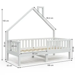 Vitalispa Lit cabane Blanc 80x160 cm avec matelas><noscript><img width=