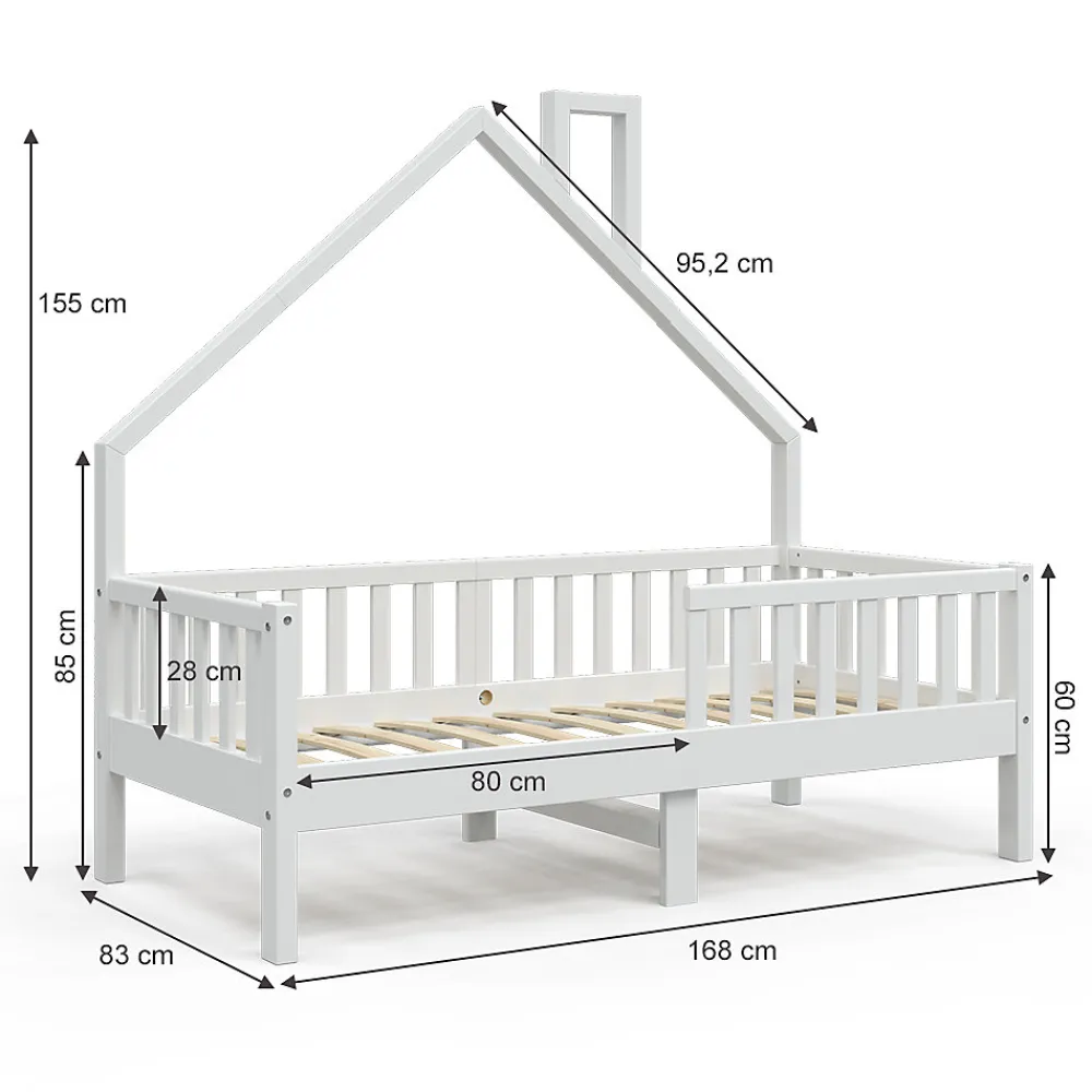 Vitalispa Lit cabane Blanc 80x160 cm avec matelas>Vitalispa® Best