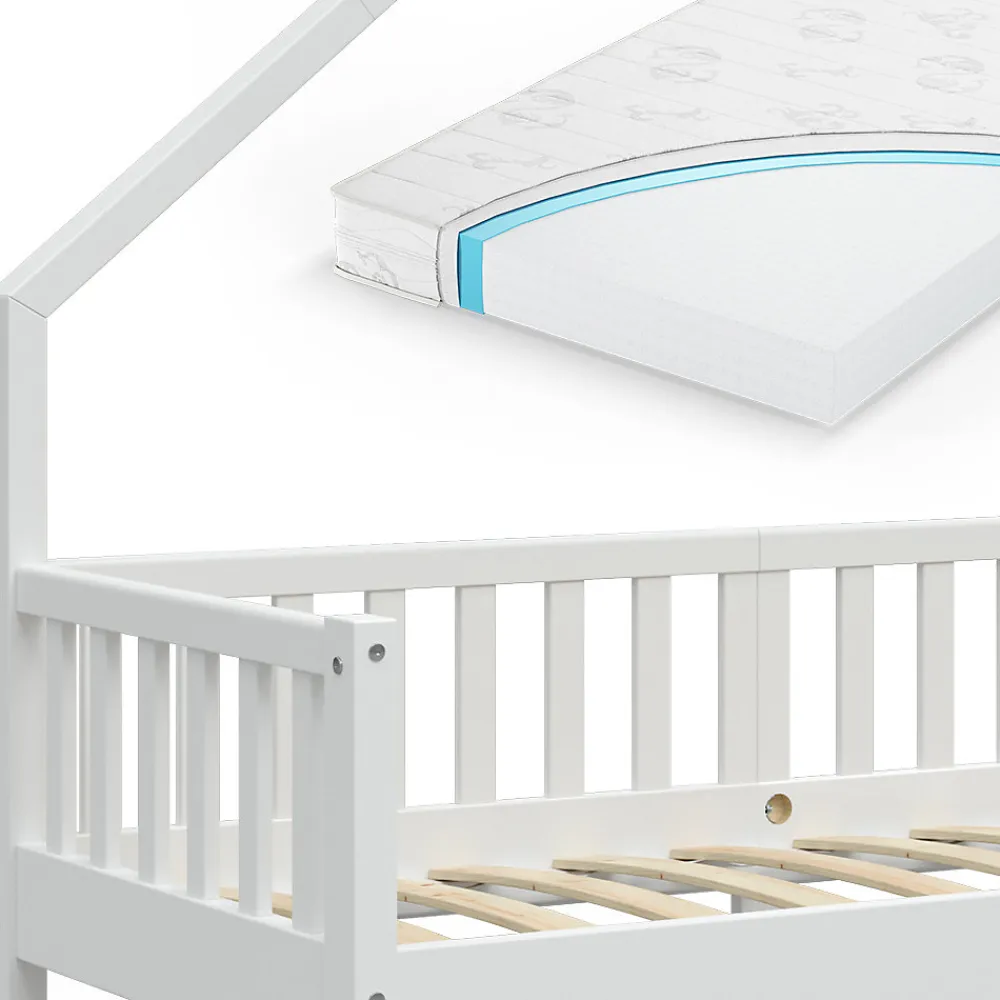 Vitalispa Lit cabane Blanc 80x160 cm avec matelas>Vitalispa® Best