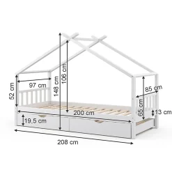 Vitalispa® Vitalispa Lit cabane Blanc 90x200 cm avec lit dappoint*Enfant Lit Enfant