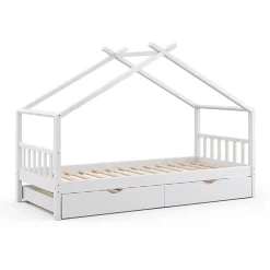 Vitalispa® Vitalispa Lit cabane Blanc 90x200 cm avec lit dappoint*Enfant Lit Enfant