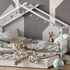 Vitalispa® Vitalispa Lit cabane Blanc 90x200 cm avec lit dappoint*Enfant Lit Enfant