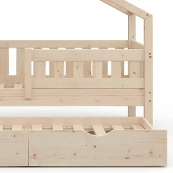 Vitalispa® Vitalispa Lit cabane Naturel bois 80x160 cm avec lit dappoint*Enfant Lit Enfant