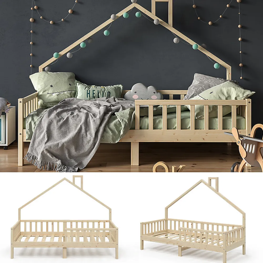 Vitalispa Lit de maison Naturel bois 90x200 cm>Vitalispa® Online