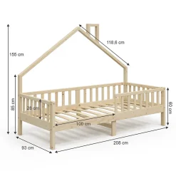 Vitalispa Lit de maison Naturel bois 90x200 cm><noscript><img width=