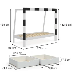 Vitalispa Lit denfant Blanc 80x160 cm avec tiroir><noscript><img width=