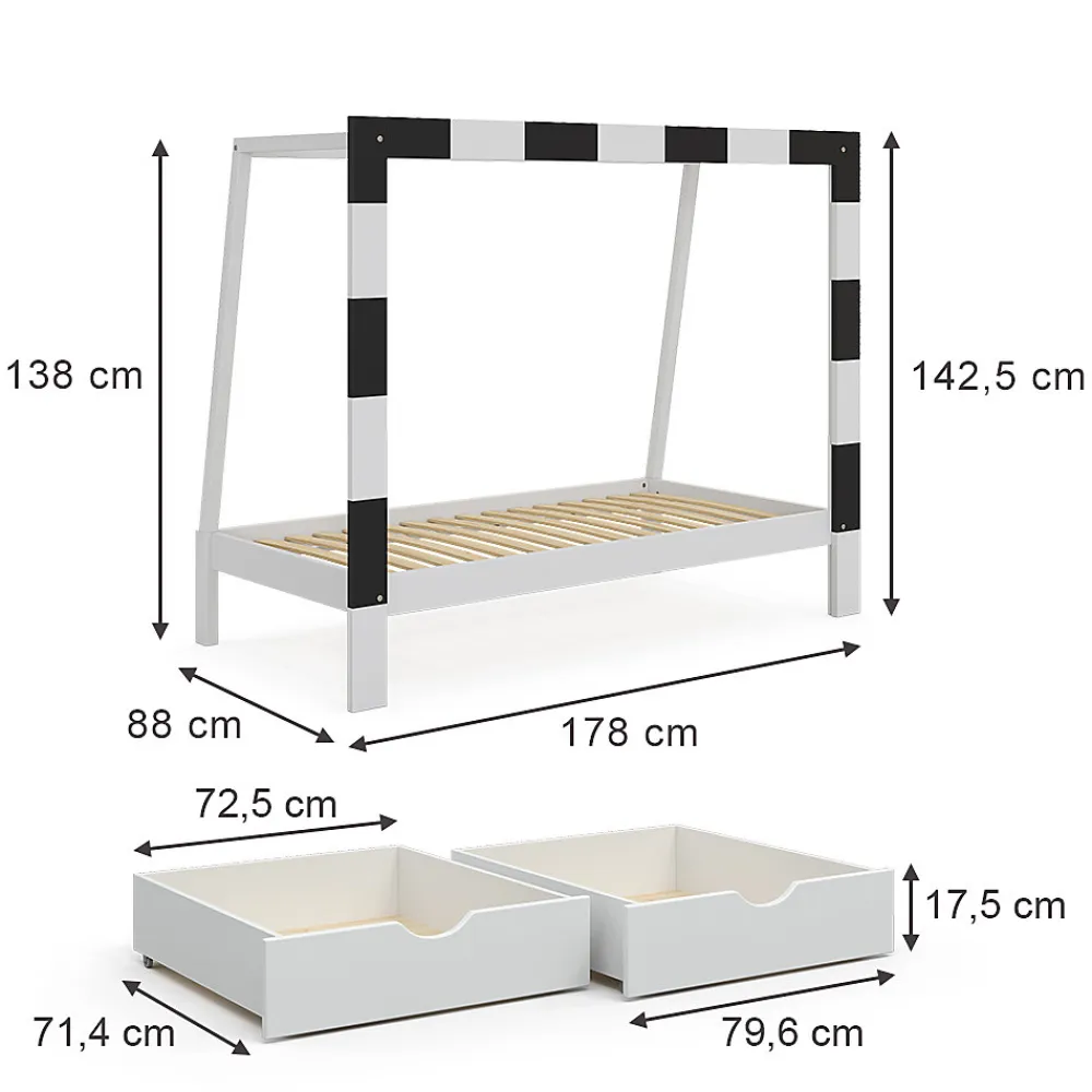 Vitalispa Lit denfant Blanc 80x160 cm avec tiroir>Vitalispa®