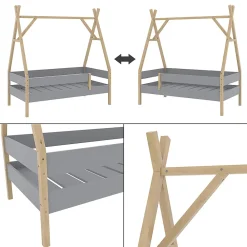 Vitalispa® Vitalispa Lit denfant Gris 80x160 cm*Enfant Lit Enfant
