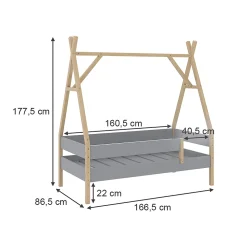 Vitalispa® Vitalispa Lit denfant Gris 80x160 cm*Enfant Lit Enfant