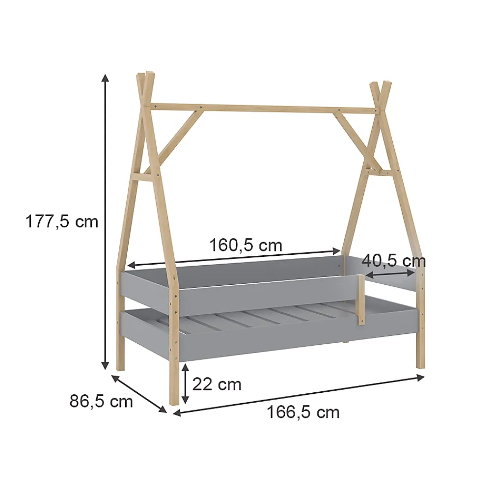 Vitalispa® Vitalispa Lit denfant Gris 80x160 cm*Enfant Lit Enfant