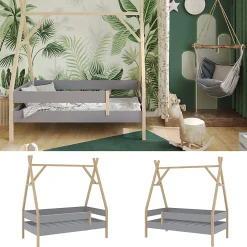 Vitalispa® Vitalispa Lit denfant Gris 80x160 cm*Enfant Lit Enfant