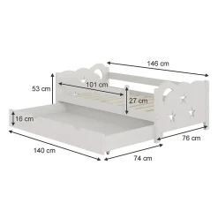 Vitalispa® Vitalispa Lit pour enfant Blanc 70x140 cm avec tiroir et matelas*Enfant Lit Enfant