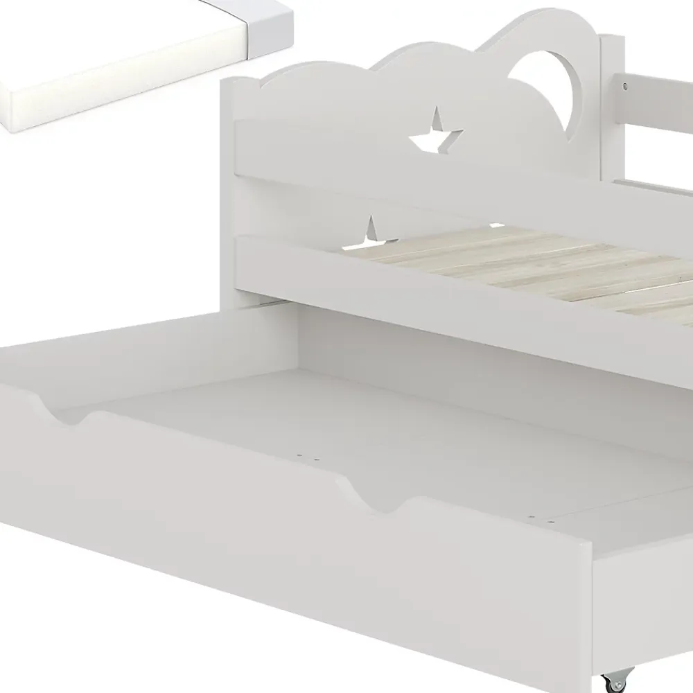 Vitalispa® Vitalispa Lit pour enfant Blanc 70x140 cm avec tiroir et matelas*Enfant Lit Enfant