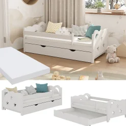Vitalispa® Vitalispa Lit pour enfant Blanc 70x140 cm avec tiroir et matelas*Enfant Lit Enfant