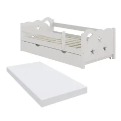 Vitalispa® Vitalispa Lit pour enfant Blanc 70x140 cm avec tiroir et matelas*Enfant Lit Enfant
