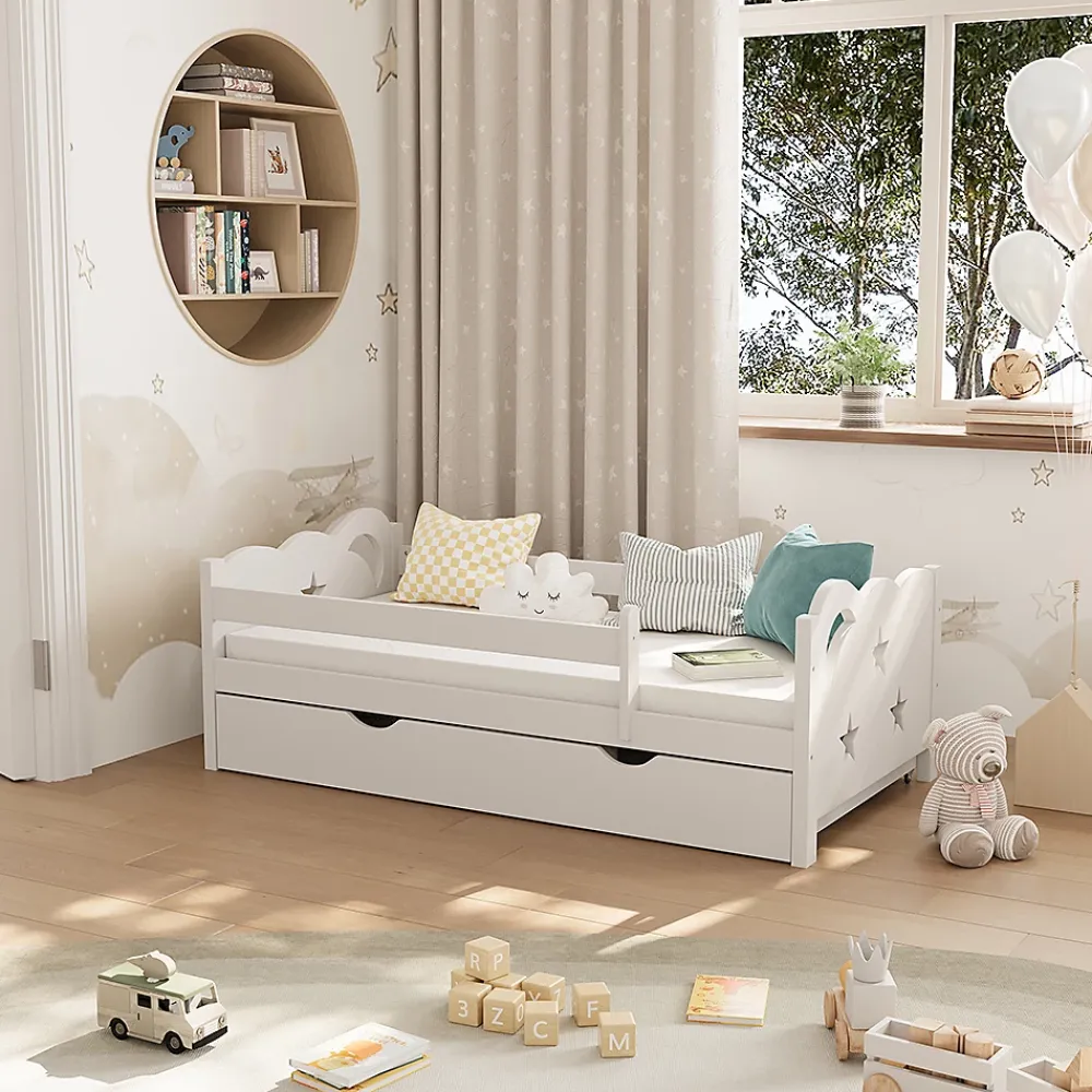 Vitalispa® Vitalispa Lit pour enfant Blanc 70x140 cm avec tiroir et matelas*Enfant Lit Enfant