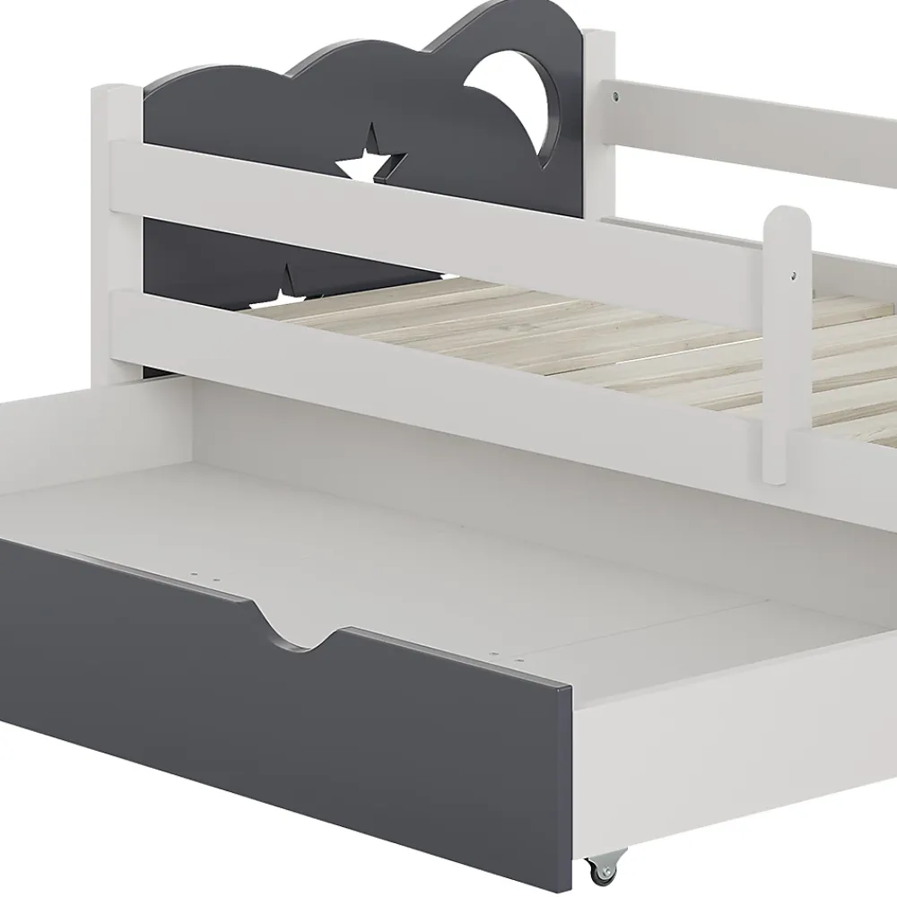 Vitalispa® Vitalispa Lit pour enfant Gris 70x140 cm avec tiroir, sans matelas*Enfant Lit Enfant
