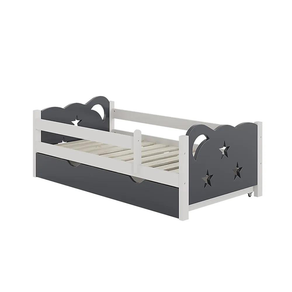 Vitalispa® Vitalispa Lit pour enfant Gris 70x140 cm avec tiroir, sans matelas*Enfant Lit Enfant