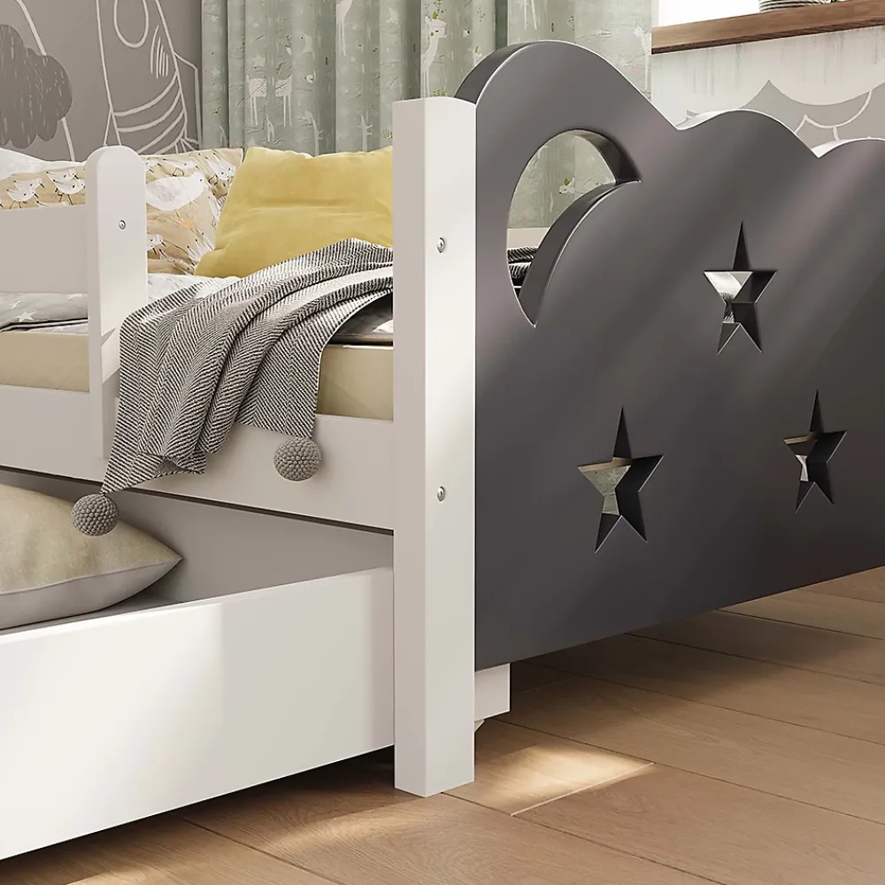 Vitalispa® Vitalispa Lit pour enfant Gris 70x140 cm avec tiroir, sans matelas*Enfant Lit Enfant
