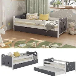 Vitalispa Lit pour enfant Gris 80x160 cm avec tiroir, sans matelas>Vitalispa® Online