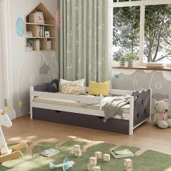 Vitalispa Lit pour enfant Gris 80x160 cm avec tiroir, sans matelas><noscript><img width=