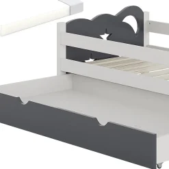 Vitalispa® Vitalispa Lit pour enfant blanc/gris 80x160 cm avec tiroir et matelas*Enfant Lit Enfant