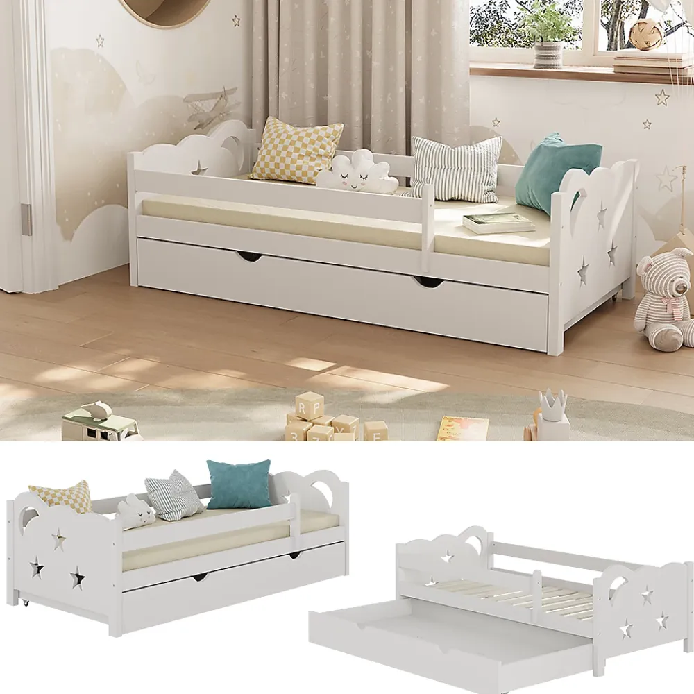 Vitalispa® Vitalispa Lit pour enfant Blanc 80x160 cm avec tiroir, sans matelas*Enfant Lit Enfant