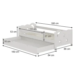 Vitalispa® Vitalispa Lit pour enfant Blanc 80x160 cm avec tiroir, sans matelas*Enfant Lit Enfant
