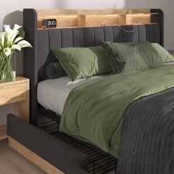 Vitalispa® Vitalispa Lit rembourré Anthracite 180x200 cm avec matelas* Lit Coffre