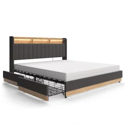 Vitalispa® Vitalispa Lit rembourré Anthracite 180x200 cm avec matelas* Lit Coffre