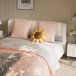 Fortuna lai 140X200 Parure de lit 4 pièces, lit double, grand lit, 1 housse de couette, 1 drap-housse et 2 taies d'oreiller,rose* Lit Coffre